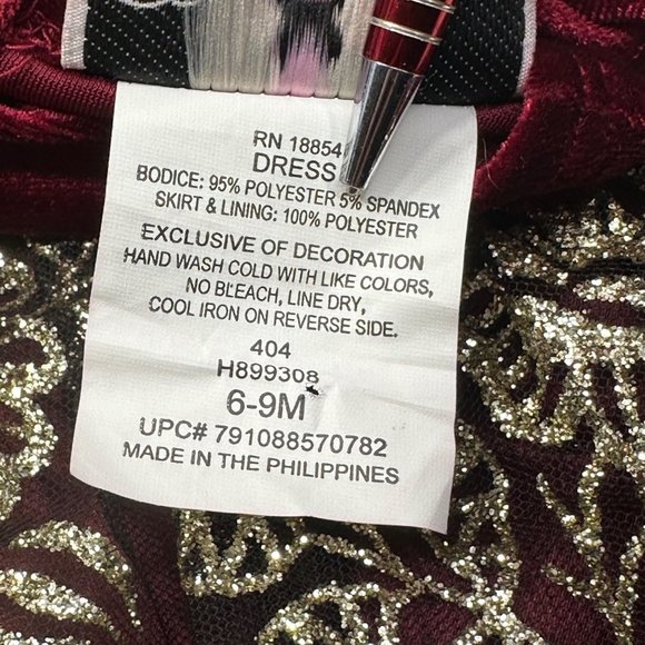 Rare Edition Girl's Size 6-9 Month Dress And Plastic Short Set Red Preowned - Picture 4 of 16